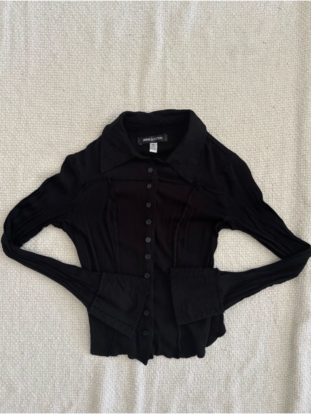Urban Outfitters Black Button-Front Fitted Buttondown